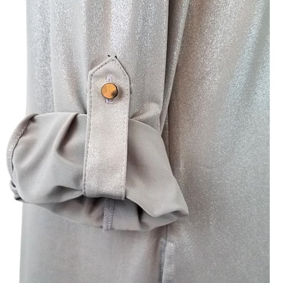 SLIM FACTOR By Investments Silver Shimmer Blouse - Women's M - Picture 6 of 8